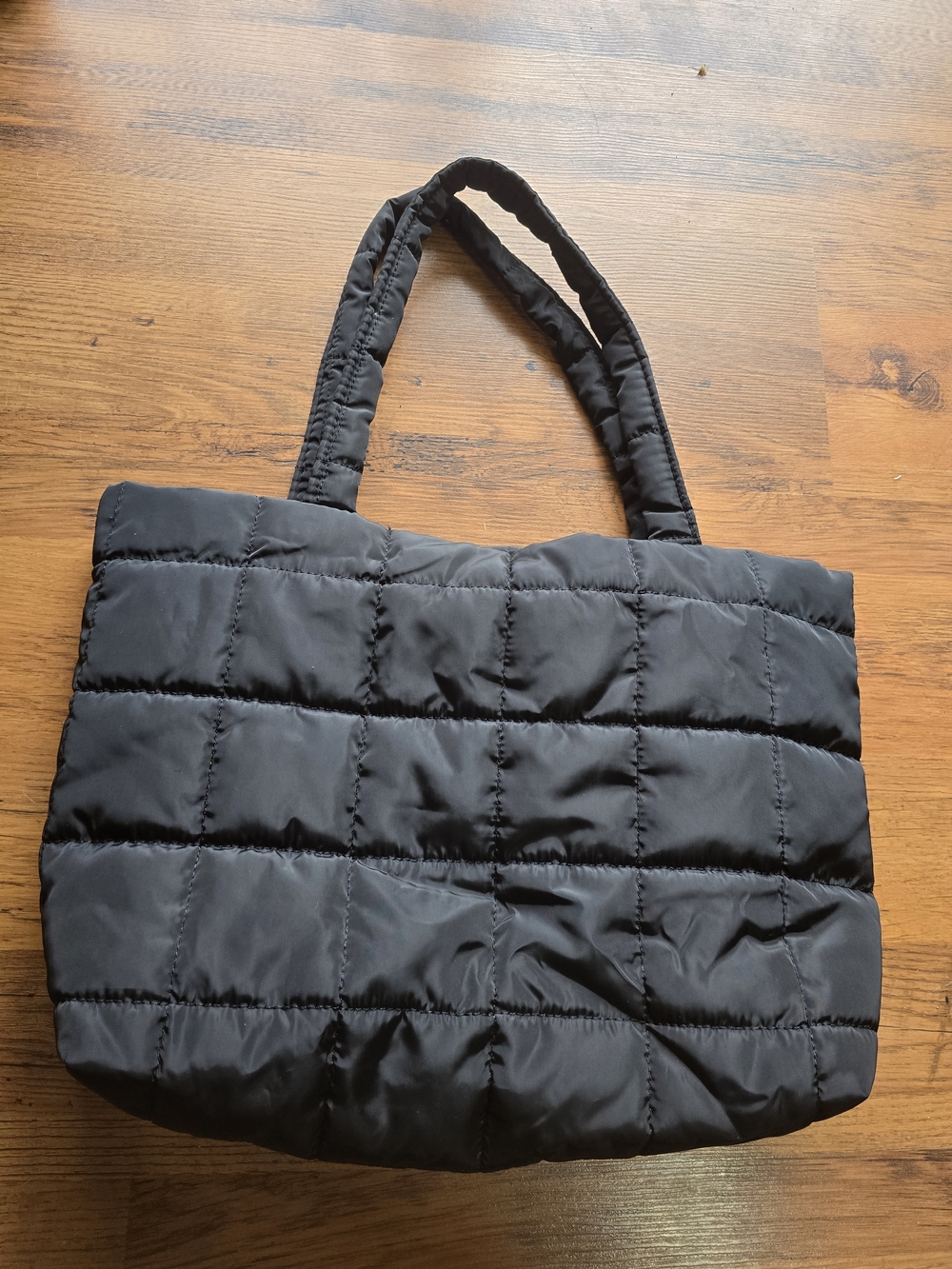 Quilted Puffer Tote Bag - Black